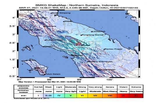 Peta Gempa di Danau Toba